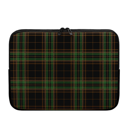 Black And Green Stewart Tartan Print Laptop Sleeve