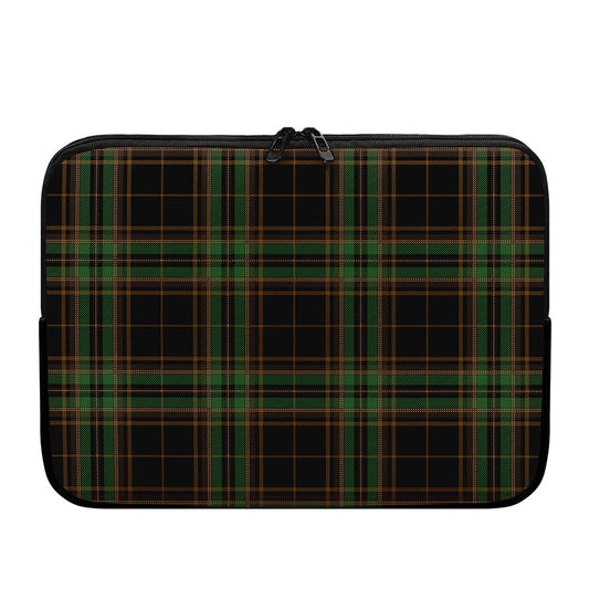 Black And Green Stewart Tartan Print Laptop Sleeve