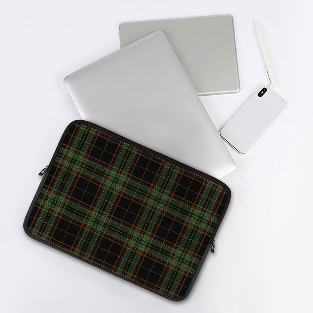Black And Green Stewart Tartan Print Laptop Sleeve