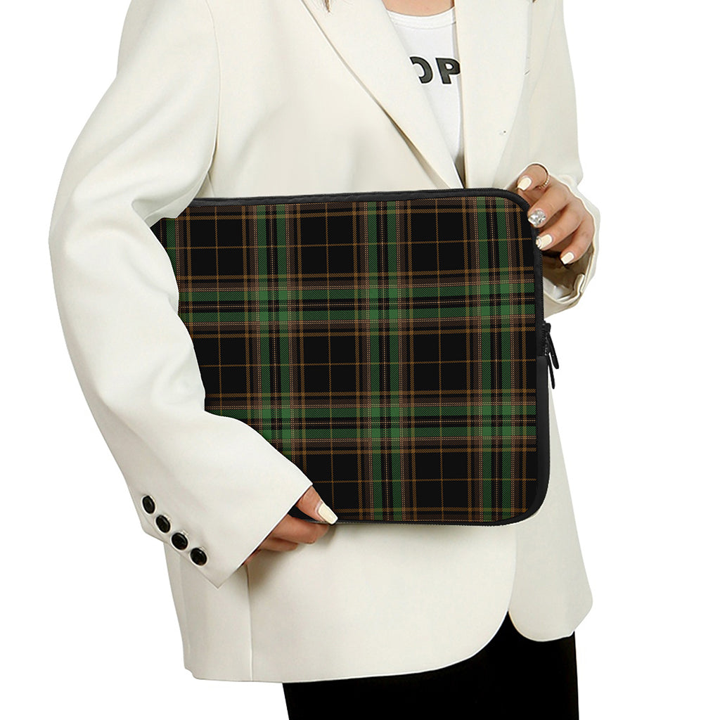Black And Green Stewart Tartan Print Laptop Sleeve