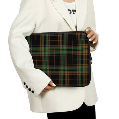 Black And Green Stewart Tartan Print Laptop Sleeve