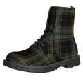 Black And Green Stewart Tartan Print Lace-Up Boots