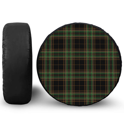 Black And Green Stewart Tartan Print Leather Spare Tire Cover