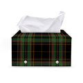 Black And Green Stewart Tartan Print Leather Tissue Box Cover
