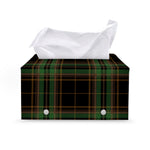 Black And Green Stewart Tartan Print Leather Tissue Box Cover