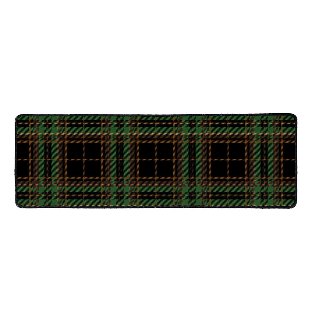 Black And Green Stewart Tartan Print Long Kitchen Mat