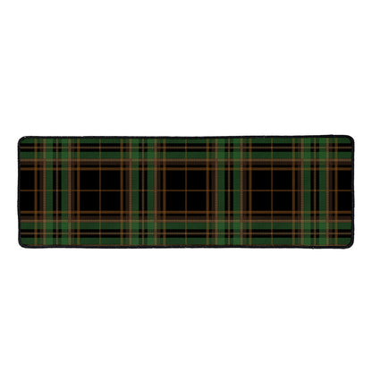 Black And Green Stewart Tartan Print Long Kitchen Mat