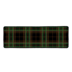 Black And Green Stewart Tartan Print Long Kitchen Mat