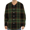 Black And Green Stewart Tartan Print Long Sleeve Baseball Jersey
