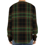 Black And Green Stewart Tartan Print Long Sleeve Baseball Jersey