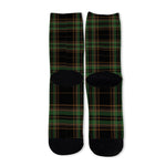 Black And Green Stewart Tartan Print Long Socks