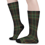 Black And Green Stewart Tartan Print Long Socks