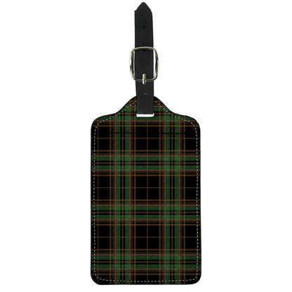 Black And Green Stewart Tartan Print Luggage Tag