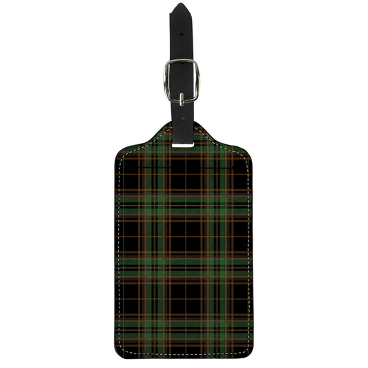 Black And Green Stewart Tartan Print Luggage Tag
