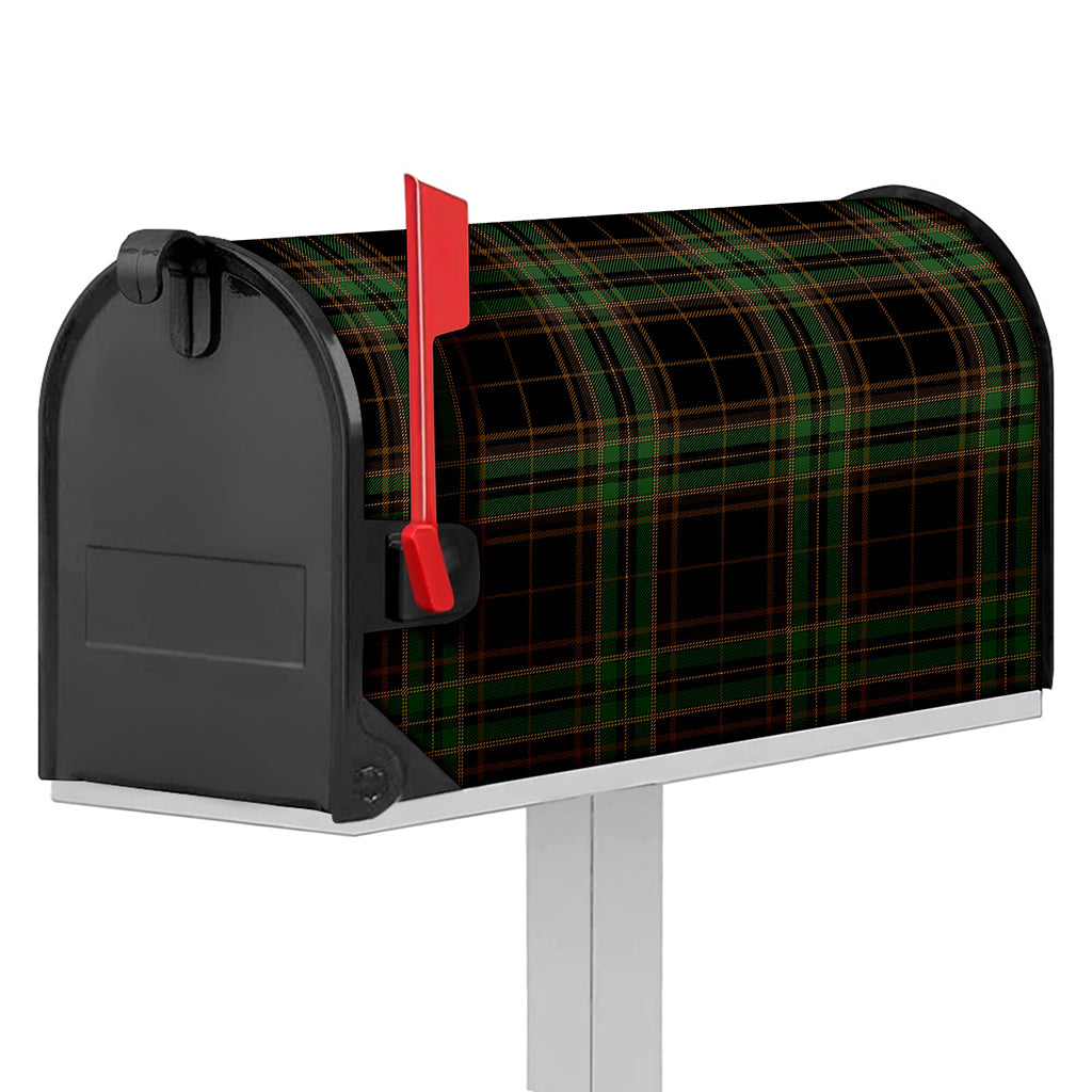 Black And Green Stewart Tartan Print Mailbox Cover