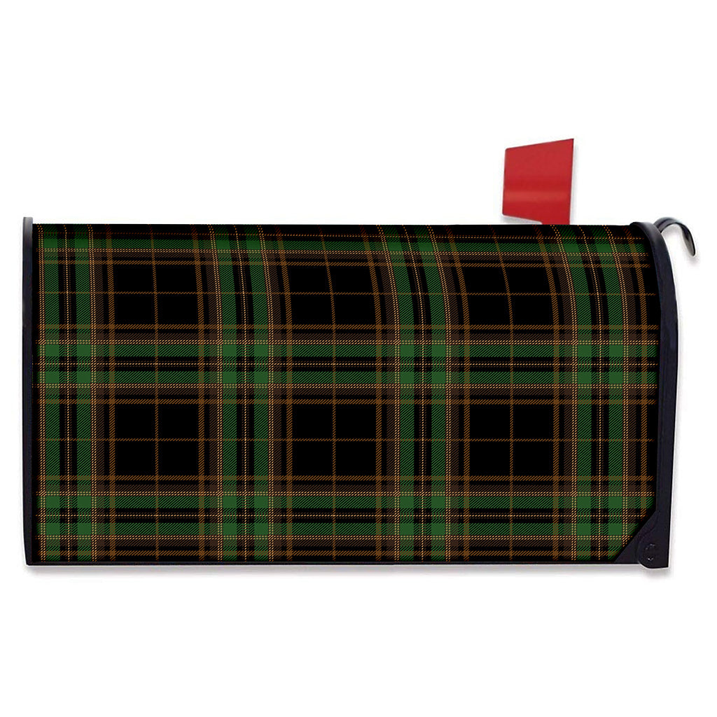 Black And Green Stewart Tartan Print Mailbox Cover