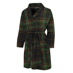 Black And Green Stewart Tartan Print Men's Bathrobe