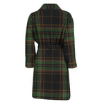 Black And Green Stewart Tartan Print Men's Bathrobe