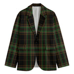 Black And Green Stewart Tartan Print Men's Blazer