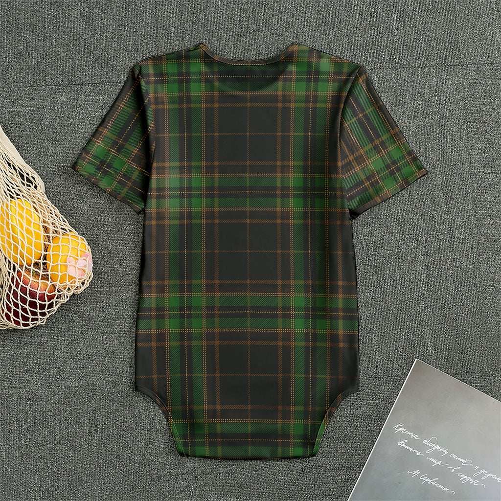 Black And Green Stewart Tartan Print Men's Bodysuit