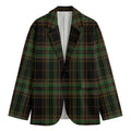 Black And Green Stewart Tartan Print Men's Cotton Blazer