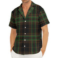 Black And Green Stewart Tartan Print Men's Deep V-Neck Shirt