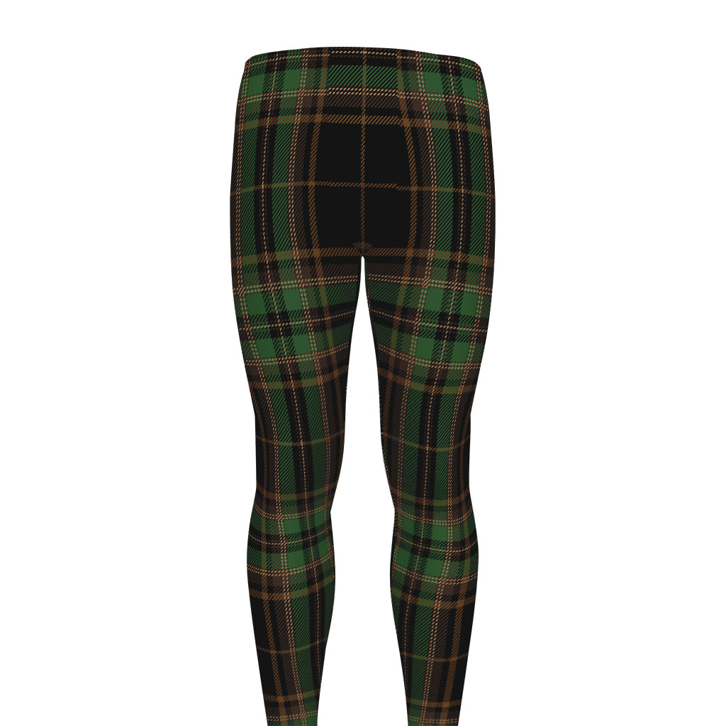 Black And Green Stewart Tartan Print Men's leggings