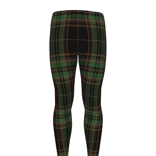 Black And Green Stewart Tartan Print Men's leggings