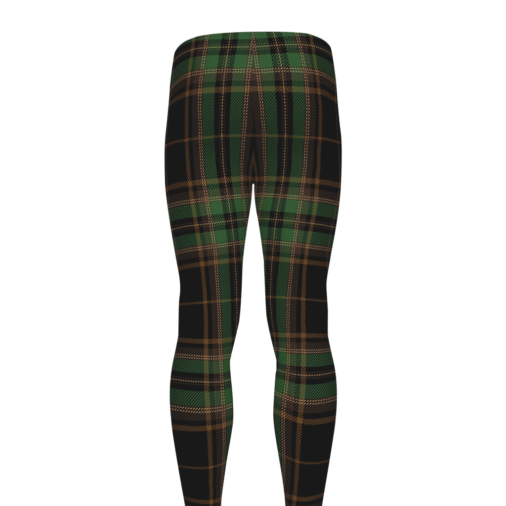Black And Green Stewart Tartan Print Men's leggings