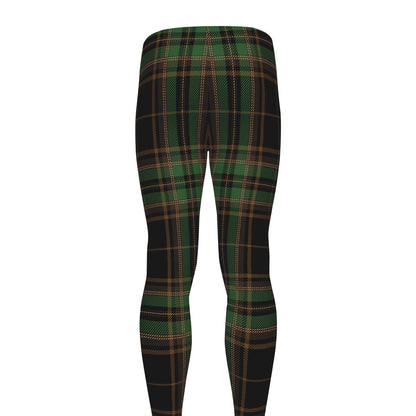 Black And Green Stewart Tartan Print Men's leggings