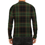 Black And Green Stewart Tartan Print Men's Long Sleeve Rash Guard