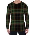Black And Green Stewart Tartan Print Men's Long Sleeve T-Shirt