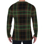 Black And Green Stewart Tartan Print Men's Long Sleeve T-Shirt