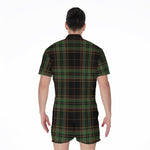 Black And Green Stewart Tartan Print Men's Rompers