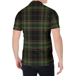 Black And Green Stewart Tartan Print Men's Shirt