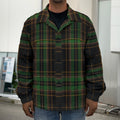 Black And Green Stewart Tartan Print Men's Shirt Jacket