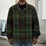 Black And Green Stewart Tartan Print Men's Shirt Jacket