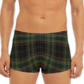 Black And Green Stewart Tartan Print Men's Short Boxer Briefs