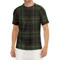 Black And Green Stewart Tartan Print Men's Short Sleeve Rash Guard