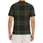 Black And Green Stewart Tartan Print Men's Short Sleeve Rash Guard