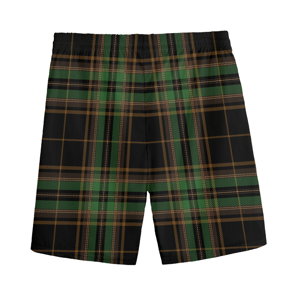 Black And Green Stewart Tartan Print Men's Sports Shorts