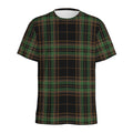 Black And Green Stewart Tartan Print Men's Athletic T-Shirt