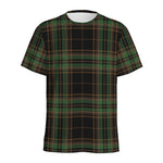 Black And Green Stewart Tartan Print Men's Sports T-Shirt
