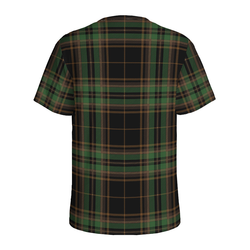 Black And Green Stewart Tartan Print Men's Sports T-Shirt