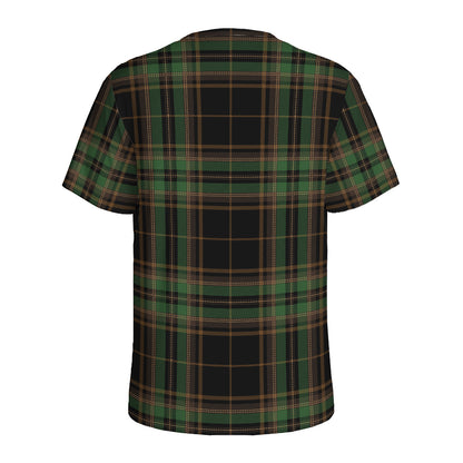 Black And Green Stewart Tartan Print Men's Sports T-Shirt