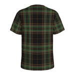 Black And Green Stewart Tartan Print Men's Sports T-Shirt