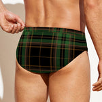 Black And Green Stewart Tartan Print Men's Swim Briefs
