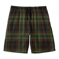 Black And Green Stewart Tartan Print Men's Swim Trunks