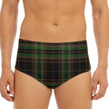 Black And Green Stewart Tartan Print Men's Triangle Swim Briefs