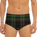 Black And Green Stewart Tartan Print Men's Triangle Swim Briefs